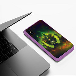 Чехол iPhone XS Max матовый Зеленая фантастическая ведьма с бабочками, цвет: 3D-фиолетовый — фото 2