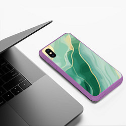 Чехол iPhone XS Max матовый Малахитовые полосы, цвет: 3D-фиолетовый — фото 2