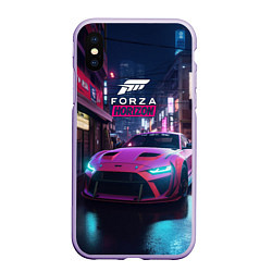 Чехол iPhone XS Max матовый Forza night racing, цвет: 3D-светло-сиреневый