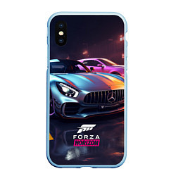 Чехол iPhone XS Max матовый Forza Horizon street racing, цвет: 3D-голубой