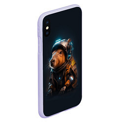 Чехол iPhone XS Max матовый Cool capybara - cyberpunk - neural network, цвет: 3D-светло-сиреневый — фото 2