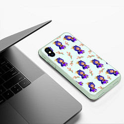 Чехол iPhone XS Max матовый Персонаж героини воительницы и веточка, цвет: 3D-салатовый — фото 2