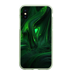 Чехол iPhone XS Max матовый Зеленые разводы