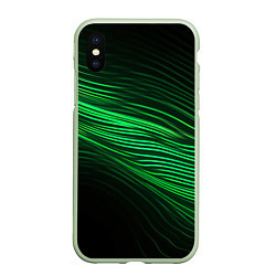 Чехол iPhone XS Max матовый Green neon lines