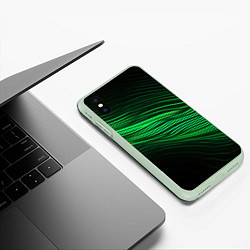 Чехол iPhone XS Max матовый Green neon lines, цвет: 3D-салатовый — фото 2