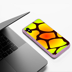 Чехол iPhone XS Max матовый Коричневая сеть с цветными пятнами, цвет: 3D-сиреневый — фото 2