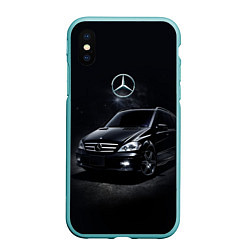 Чехол iPhone XS Max матовый Mercedes black, цвет: 3D-мятный