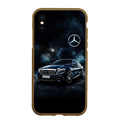 Чехол iPhone XS Max матовый Mercedes Benz galaxy, цвет: 3D-коричневый