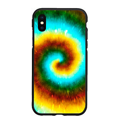 Чехол iPhone XS Max матовый Тай-дай коричневый, цвет: 3D-черный