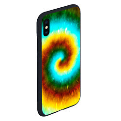 Чехол iPhone XS Max матовый Тай-дай коричневый, цвет: 3D-черный — фото 2