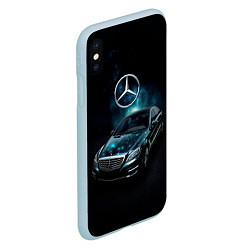 Чехол iPhone XS Max матовый Mercedes Benz dark style, цвет: 3D-голубой — фото 2