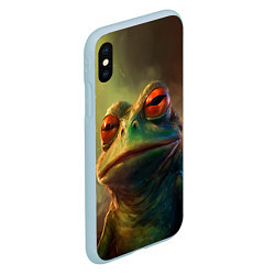 Чехол iPhone XS Max матовый Лягушка Пепе натуральная, цвет: 3D-голубой — фото 2