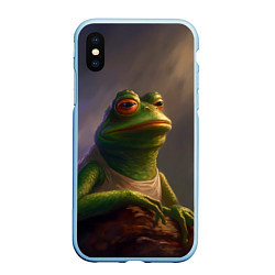Чехол iPhone XS Max матовый Натуральная лягушка Пепе, цвет: 3D-голубой