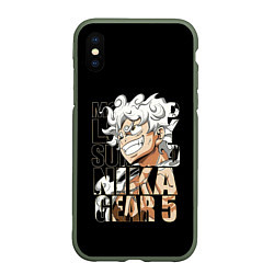 Чехол iPhone XS Max матовый Luffy Gear 5 Луффи, цвет: 3D-темно-зеленый