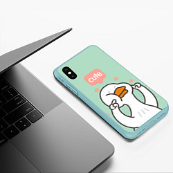 Чехол iPhone XS Max матовый Dear goose - кавайный, цвет: 3D-мятный — фото 2