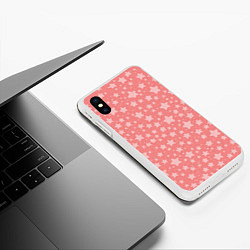 Чехол iPhone XS Max матовый Розовый паттерн со звёздами, цвет: 3D-белый — фото 2