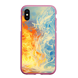 Чехол iPhone XS Max матовый Вода и пламя абстракция, цвет: 3D-малиновый