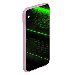 Чехол iPhone XS Max матовый Зеленая абстракция со светом, цвет: 3D-розовый — фото 2
