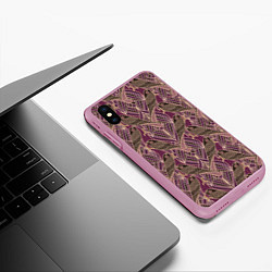 Чехол iPhone XS Max матовый Сокол в стиле модерн - паттерн, цвет: 3D-розовый — фото 2