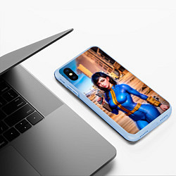 Чехол iPhone XS Max матовый Девушка из фалаута, цвет: 3D-голубой — фото 2