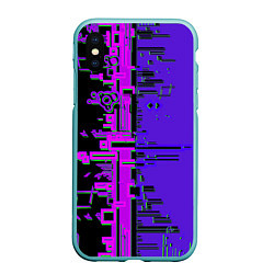 Чехол iPhone XS Max матовый Кибер-глитч фиолетовый, цвет: 3D-мятный