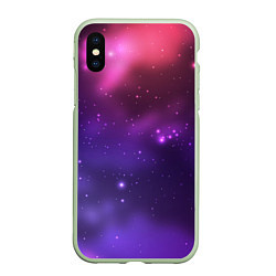 Чехол iPhone XS Max матовый Разноцветный космос - неоновое свечение, цвет: 3D-салатовый