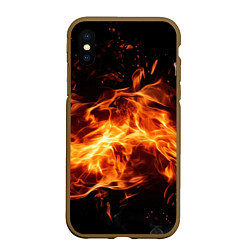 Чехол iPhone XS Max матовый Огненная текстура, цвет: 3D-коричневый