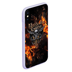 Чехол iPhone XS Max матовый Baldurs Gate 3 fire logo, цвет: 3D-светло-сиреневый — фото 2