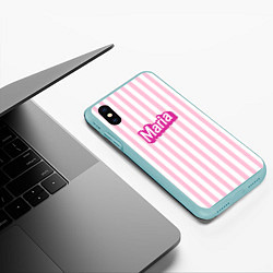 Чехол iPhone XS Max матовый Имя Мария в стиле Барби: розовая полоска, цвет: 3D-мятный — фото 2
