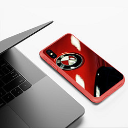 Чехол iPhone XS Max матовый Знак бмв на капоте, цвет: 3D-красный — фото 2