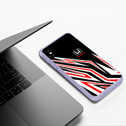 Чехол iPhone XS Max матовый Хонда - белый и красный, цвет: 3D-светло-сиреневый — фото 2