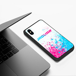 Чехол iPhone XS Max матовый Jaguar neon gradient style: символ сверху, цвет: 3D-черный — фото 2