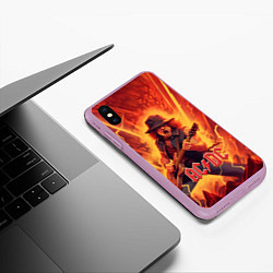 Чехол iPhone XS Max матовый ACDC rock music fire, цвет: 3D-сиреневый — фото 2