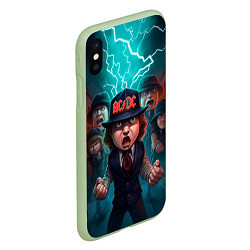 Чехол iPhone XS Max матовый ACDC cartoon, цвет: 3D-салатовый — фото 2