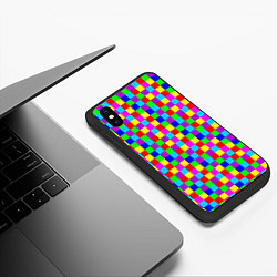 Чехол iPhone XS Max матовый Разноцветные плитки, цвет: 3D-черный — фото 2