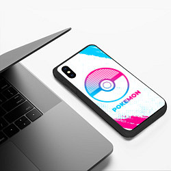 Чехол iPhone XS Max матовый Pokemon neon gradient style, цвет: 3D-черный — фото 2