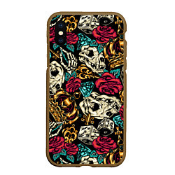 Чехол iPhone XS Max матовый A pattern for a hipster, цвет: 3D-коричневый