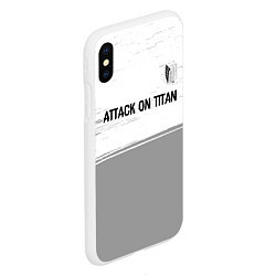Чехол iPhone XS Max матовый Attack on Titan glitch на светлом фоне: символ све, цвет: 3D-белый — фото 2