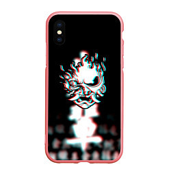 Чехол iPhone XS Max матовый Samurai glitch cyberpunk city, цвет: 3D-баблгам