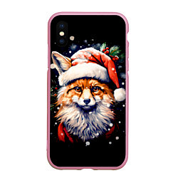 Чехол iPhone XS Max матовый Лисичка в новогоднюю ночь, цвет: 3D-розовый