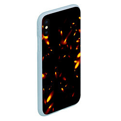 Чехол iPhone XS Max матовый Разлетающиеся искры пламени, цвет: 3D-голубой — фото 2