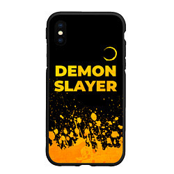 Чехол iPhone XS Max матовый Demon Slayer - gold gradient: символ сверху, цвет: 3D-черный