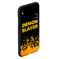 Чехол iPhone XS Max матовый Demon Slayer - gold gradient: символ сверху, цвет: 3D-черный — фото 2