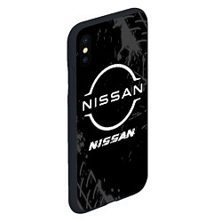 Чехол iPhone XS Max матовый Nissan speed на темном фоне со следами шин, цвет: 3D-черный — фото 2