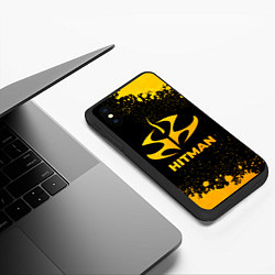 Чехол iPhone XS Max матовый Hitman - gold gradient, цвет: 3D-черный — фото 2