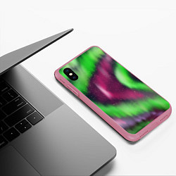 Чехол iPhone XS Max матовый Абстрактное северное сияние, цвет: 3D-малиновый — фото 2