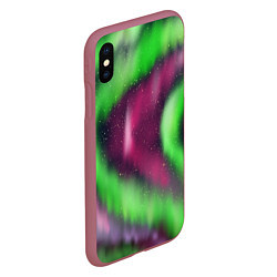 Чехол iPhone XS Max матовый Абстрактное северное сияние, цвет: 3D-малиновый — фото 2