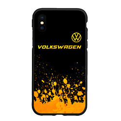 Чехол iPhone XS Max матовый Volkswagen - gold gradient: символ сверху, цвет: 3D-черный