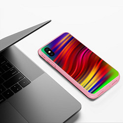 Чехол iPhone XS Max матовый Разноцветный абстрактный узор волны, цвет: 3D-баблгам — фото 2