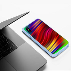 Чехол iPhone XS Max матовый Разноцветный абстрактный узор волны, цвет: 3D-голубой — фото 2